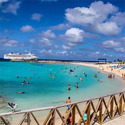 Massive open-air main deck stage concert under the stars on a Sixthman music cruise charter